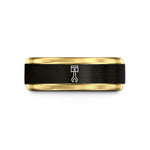 engraved wedding band sets – black & gold tungsten piston wrench wedding band