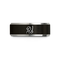 matching wedding ring sets – black & grey tungsten sabre color guard wedding band