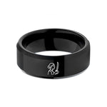 tungsten bands for couples – black tungsten sabre color guard wedding band
