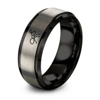 His And Her Gifts – black & grey tungsten ant ring