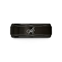 engraved rings for couples – black tungsten ant wedding band