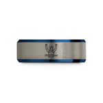 couples matching rings – black & blue & gray tungsten finish line wedding band