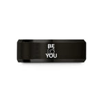 engraved rings for partners – black & gold tungsten be you wedding band