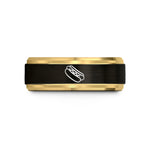 personalized couple ring set – black & gold tungsten hot dog wedding band