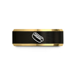 matching rings for partners – black & gold tungsten hot dog wedding band
