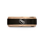 couple tungsten ring set – black & rose gold tungsten hot dog wedding band
