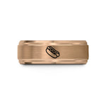 engraved rings for couples – rose gold tungsten hot dog wedding band