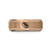 engraved rings for couples – rose gold tungsten hot dog wedding band
