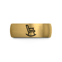 engraved rings for couples – gold & grey tungsten rocking chair wedding band