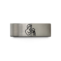 personalized presents for couples – black & blue & silver tungsten aquarius wedding band