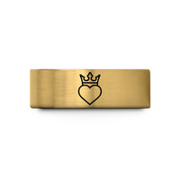 personalized rings for pairs – gold tungsten crowned heart wedding band