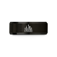 tungsten rings for couples – black tungsten nyc skyline wedding band