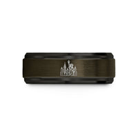 matching bands for couples – gunmetal & black tungsten nyc skyline wedding band