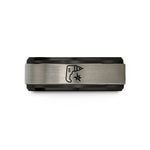 wedding bands for partners – black & silver tungsten plasma cutter wedding band