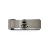 wedding ring set ideas – black & grey tungsten scientist flask wedding band