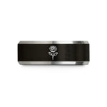 matching couple jewelry sets – black & silver tungsten single bloom wedding band