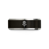 matching couple jewelry sets – black & silver tungsten single bloom wedding band