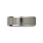 personalized couple present ideas – black & silver tungsten single bloom wedding band