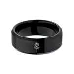 unique present for pairs – black tungsten single bloom wedding band