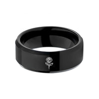 unique present for pairs – black tungsten single bloom wedding band