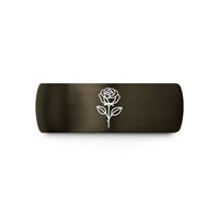 presents for married pairs – gunmetal & black tungsten single bloom wedding band