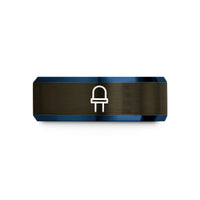personalized couple present ideas – gunmetal & blue tungsten led wedding band