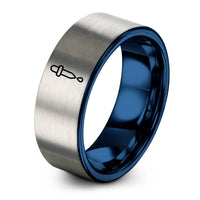 tungsten rings for couples – blue & gray tungsten pipette dropper ring