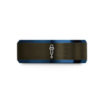 engraved tungsten couple rings – gunmetal & blue tungsten pipette dropper wedding band