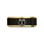 unique tungsten wedding sets – black & gold tungsten salt pepper shakers wedding band