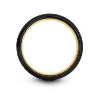 matching tungsten rings men – socket wrench engraving on black & gold tungsten wedding band