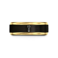 women tungsten ring bands – black & gold tungsten socket wrench wedding band