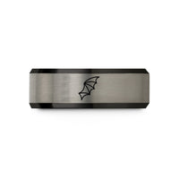 matching wedding ring sets – black & silver tungsten bat wing wedding band