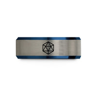 personalized couple jewelry – black & blue & silver tungsten icosahedron wedding band