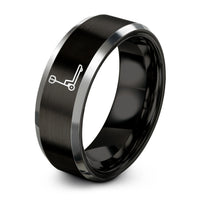 personalized couple jewelry presents – black & gray tungsten pallet jack ring