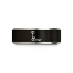 engraved promise rings couples – black & gray tungsten pallet jack wedding band