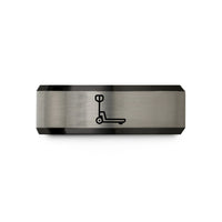 personalized couple jewelry presents – black & grey tungsten pallet jack wedding band