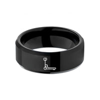 unique his her rings – black tungsten pallet jack wedding band
