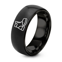 His And Her Valentine Gifts – black tungsten steel toe boot ring