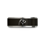 unisex wedding ring sets – black & gray tungsten ferret wedding band