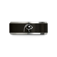 unisex wedding ring sets – black & gray tungsten ferret wedding band