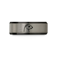matching wedding band pairs – black & silver tungsten ferret wedding band
