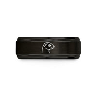 matching wedding band pairs – black & rose gold tungsten ferret wedding band