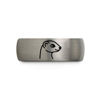 engraved wedding ring sets – rose gold & gray tungsten ferret wedding band