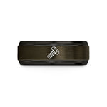 wedding bands his hers – gunmetal & black tungsten hex bolt wedding band
