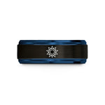 couples tungsten wedding rings – black & blue tungsten sun wedding band