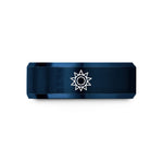 unisex wedding ring sets – black & blue tungsten sun wedding band