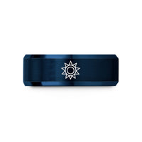 unisex wedding ring sets – black & blue tungsten sun wedding band