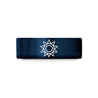 engraved wedding ring sets – black & blue tungsten sun wedding band
