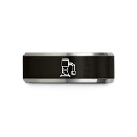 engraved rings for couples – black & gray tungsten dust collector wedding band