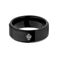 men and women rings – black tungsten desert cactus wedding band